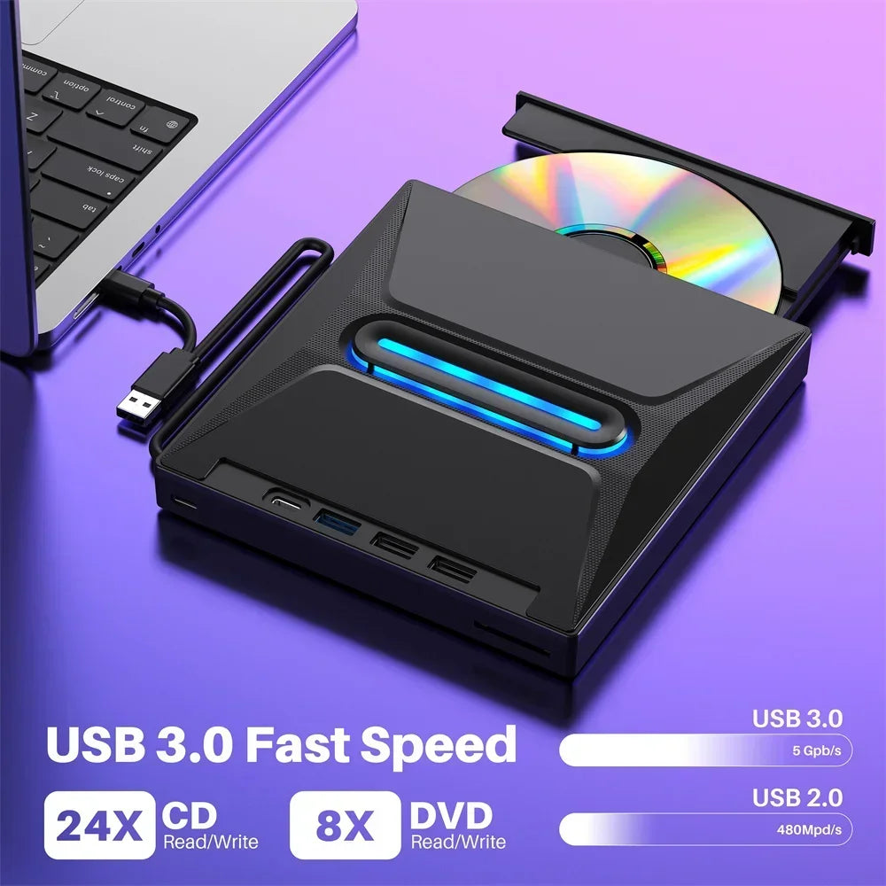 USB External Optical Drive｜Ultra-Slim Portable DVD Burner (Optional Bl ...