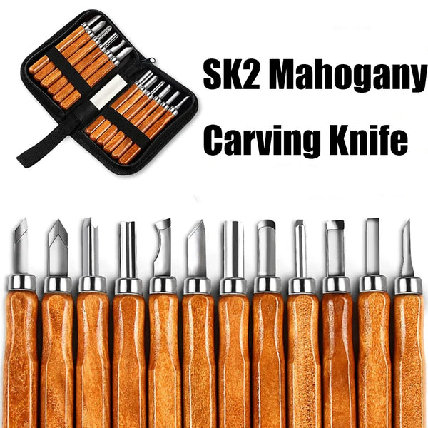 12pcs/set Wood Handle Wood Carving Chisel Tools Set with Whetstone Woodworking Engraving carving Hand Tool Kit
