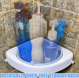 Bathroom Shelf Rotatable Punch-free Storage Rack Wall Mount Shower Shelves Corner Shelf Kitchen Bathroom Organizer