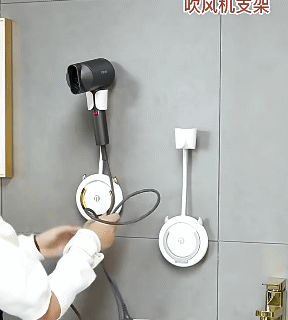Hair Dryer Storage Racks No Punching Adjustable Hair Dryer Holder Hands-Free Wall Mounted Air Duct Bracket Bathroom Supplies