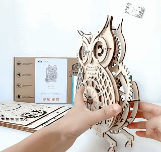 Owl 3D Wooden Puzzle Vertical Pendulum Clock Mechanical Model DIY Set For Home Decoration Children Adults