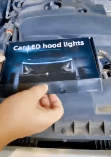 Car LED Dynamic Scan Start Up Hoodbeam Kit Car daytime running light start scanning through-type hood light decoration medium screen LED light