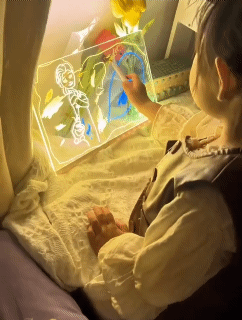 Colorful LED writing board With 7 color special painting pens DIY LED lights acrylic message board erasable USB kids drawing board night light