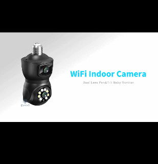 2024 Newest 1080P Smart Dual Lens Dual Screen Wireless Bulb Camera 360° Panoramic E27 Video Record High-definition Night View Security Network Monitoring White