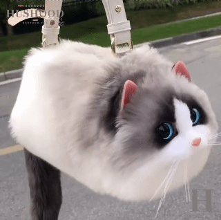 Plush Fashion Cute Cat Bag Plush Stuffed Animal Crossbody Bags Women Fashion Soft Purse Cartoon Handbags Super Emulation