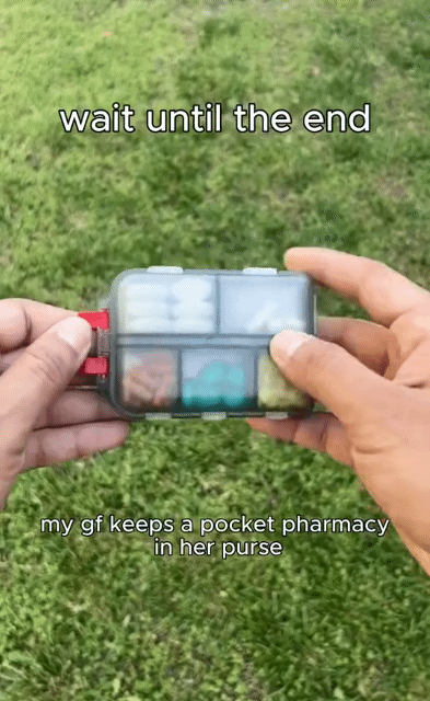 Portable Sealed 10 Compartment Pill Organizer with Labels Pill Organizer Med Pill Case Portable Daily Pill Case Medicine Wallet