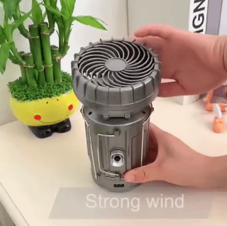 Solar 6 in 1 Portable Camping Fan LED Lamp Outdoor Lighting Folding Camp Tent Lamp USB Rechargeable Lantern With Fan