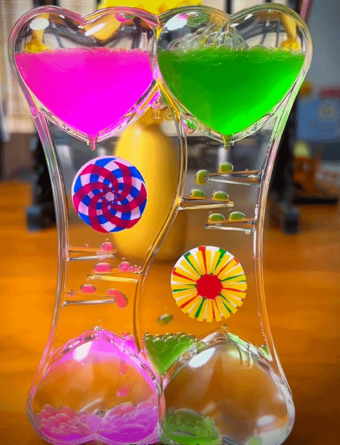 Creative Dripping Oil Two-color Sand Timer Motion Bubble Stress Reliever Toys Home Decor