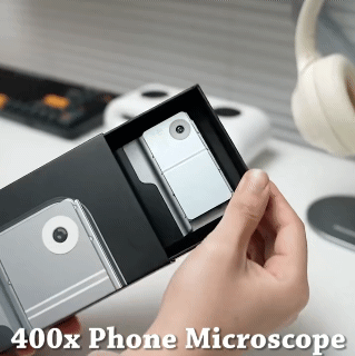 400x iPhone Microscope Micro Camera Lens Loupe Attachment with LED Light for iPhone 15 14 13 12 11 Pro Max Microworld
