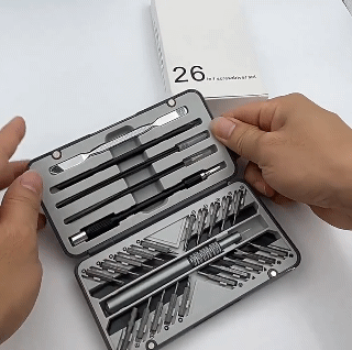26 in 1 Precision Magnetic Screwdriver Set include 20 bits,aluminum alloy handle,2 tweezers ,1 universal hose connecting rod,2 pry bar  Mobile Phone Home Appliance Computer Disassembly Tool Cross Shaped Shaped Screwdriver Set