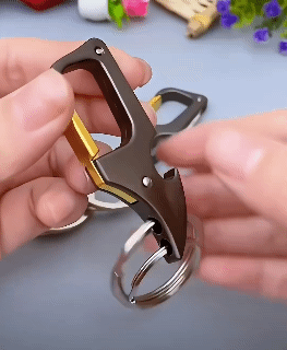 Classic Men Mini Foldable Knife Keychain Outdoor Multi-Functional 2 In 1 Metal Bottle Opener With Two Key Rings