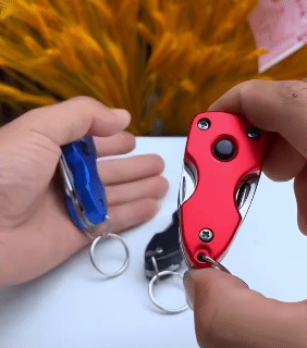 6-in-1 Folding Mini Screwdriver with LED Flashlight Keychain Knife Bottle Opener Portable Camping Hiking Gears Kit Repair Tools