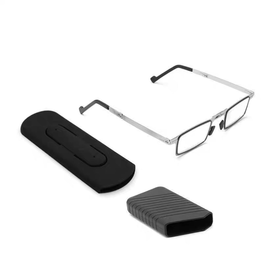 Portable Foldable Metal Square Frame Anti-blue Light Glasses Can be Attached to The phone To Carry
