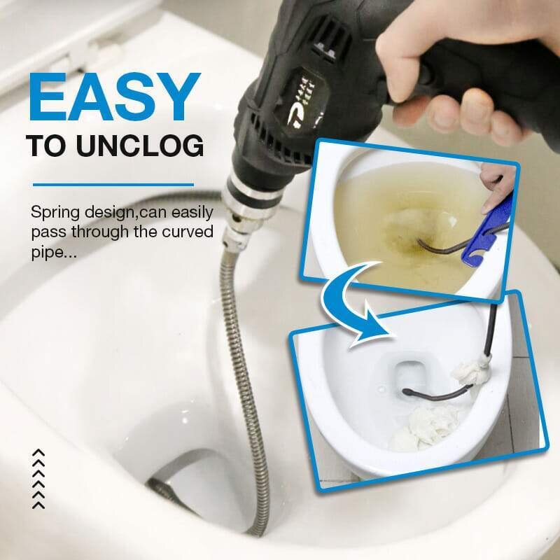Sewer Clog Buster Drill Spring Pipe Dredging Cleaning Tools Hand Tool Bathroom Kitchen Toilet Pipe Dredger Drill-Powered Extendable