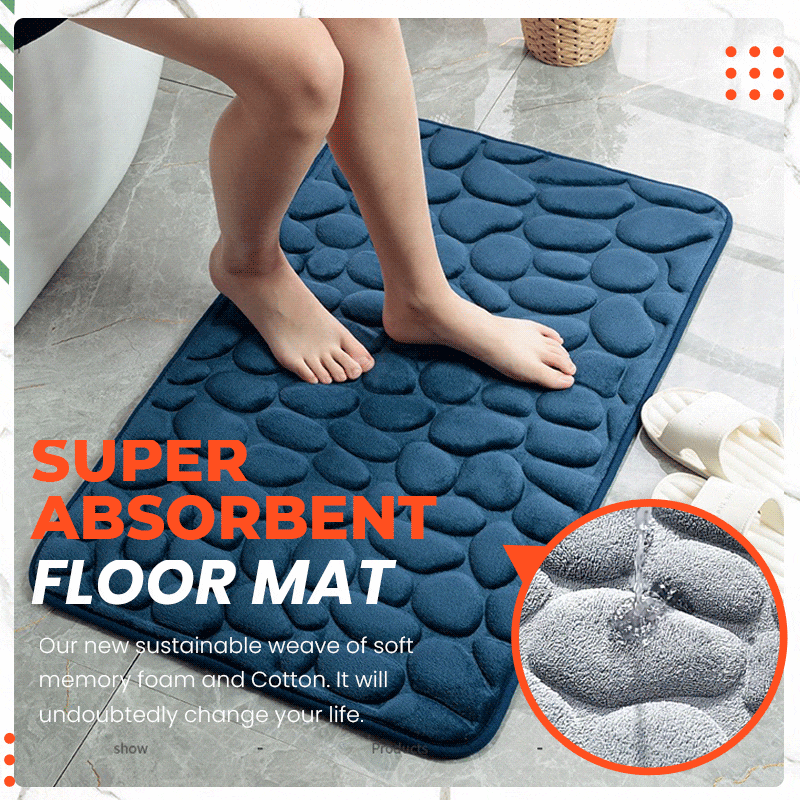 Super Absorbent Floor Mat Cobblestone Embossed Bathroom Bath Mat Coral Fleece Non-slip Carpet In Bathtub Floor Rug Shower Room Doormat Memory Foam Pad