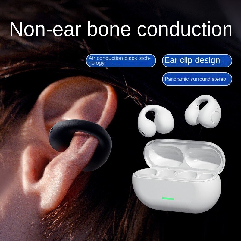 TWS Wireless Ear Clip Bone Conduction Headphones Bluetooth 5.3 Ear Clip on Ear Earring Sports Earphones