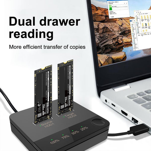 USB 3.1 M.2 SATA Dual-Bay SSD Enclosure Dock Station Clone SATA Drive State Offline Solid Reader M.2 Double Tray