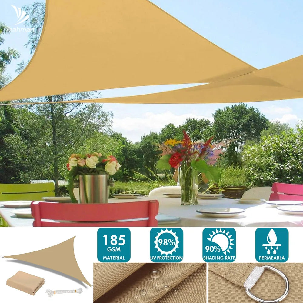 Waterproof Triangle Sun Shade Sail Canopy 95%UV Block Sun Shelters For Outdoor Facility Activities Backyard Awning Camping Tents