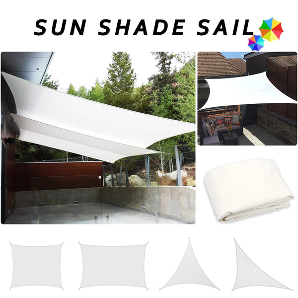 White 420D Waterproof Sun Shade Sail Square Rectangle Polyester Oxford Fabric Garden Terrace Canopy Pool Shade Camp Hiking Yard Awning
