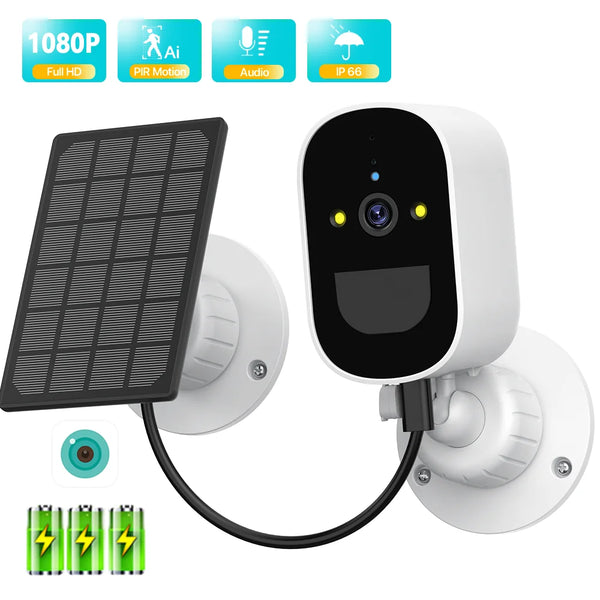 Solar 1080P HD WiFi IP Camera Wireless Outdoor Security CCTV Video Surveillance PIR Human Detection Camera