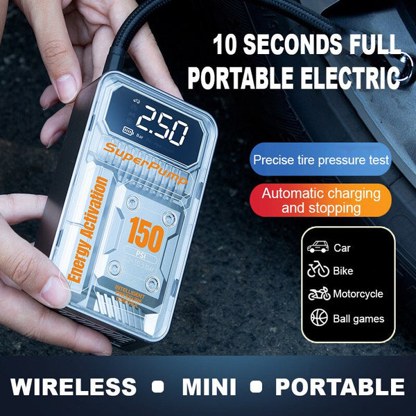 Wireless / wired car inflator pump 4000mAh electric air pump tire inflator pump mechanical industrial type car tire inflator