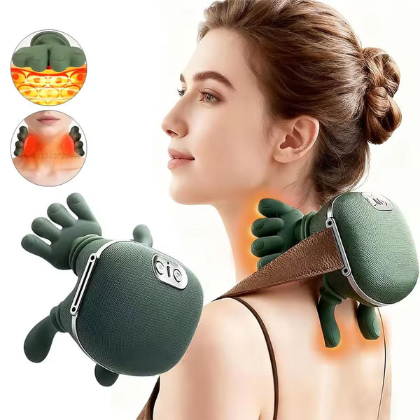 Bionic Master Hand Shoulder Neck Massager - Cervical Spine Massager Trapezius Neck Kneading Device Three-Level Heat Therapy Food-Grade Silicone Portable Rechargeable 2000mAh Long Battery Life Deep Kneading Ideal Gift