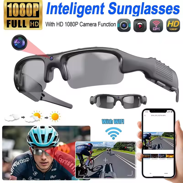 WiFi 1080P Camera Glasses Video Sunglasses FHD Video Recording Shooting Camera Glasses for Car Cycling Driving Hiking Fishing