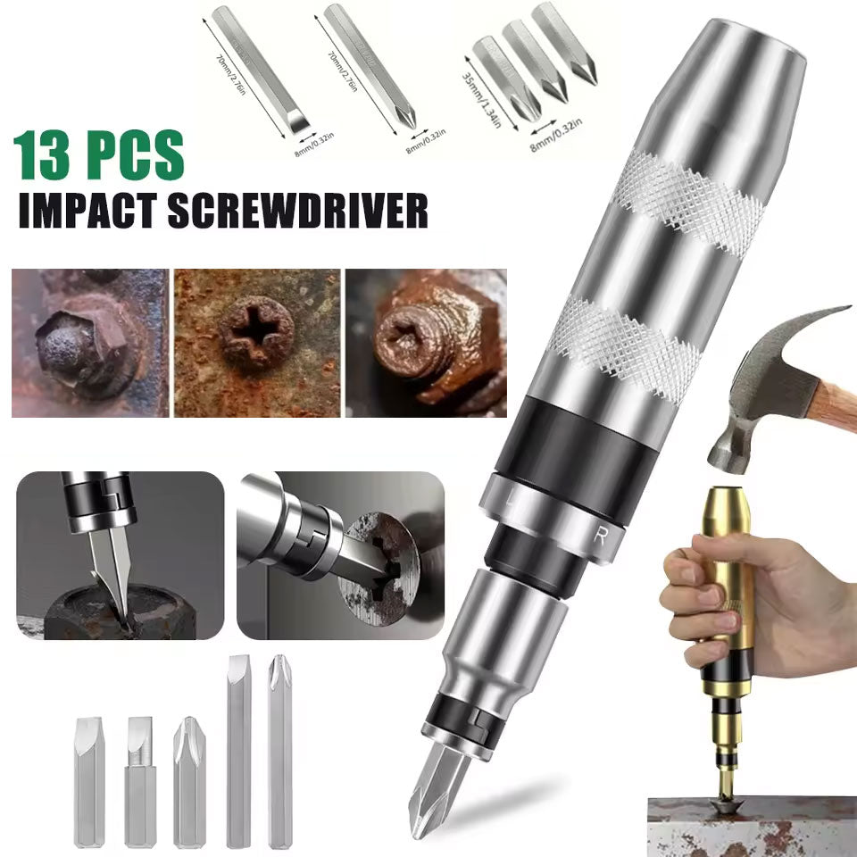 13Pcs Set Impact Screw Extractor Remover Repair Tools Screwdriver Set Shockproof Screwdriver Chisel Bits