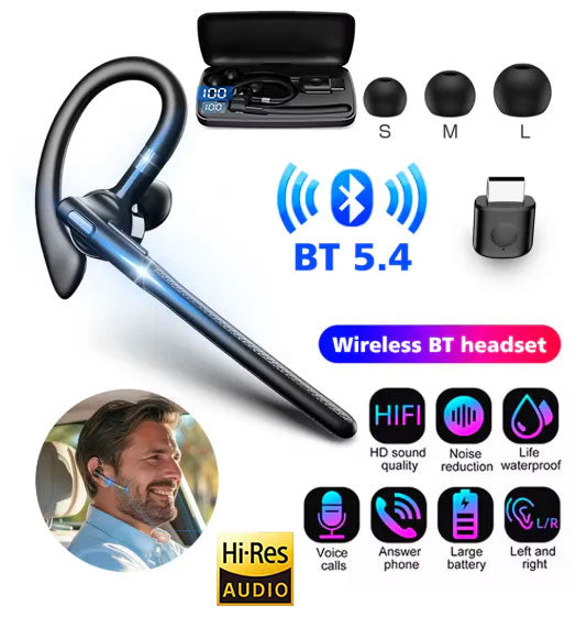 Bluetooth 5.4 Open-Ear Rotating Earbuds, ENC Noise Reduction Wireless Headset with 500mAh Charging Dock, IPX6 Waterproof, 48H Playtime, with Bluetooth Transmitter for TV/PC