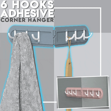 6 Hooks Adhesive Corner Hanger Wall Mounted Hangers Heavy Duty Hooks for Hanging Key Towel
