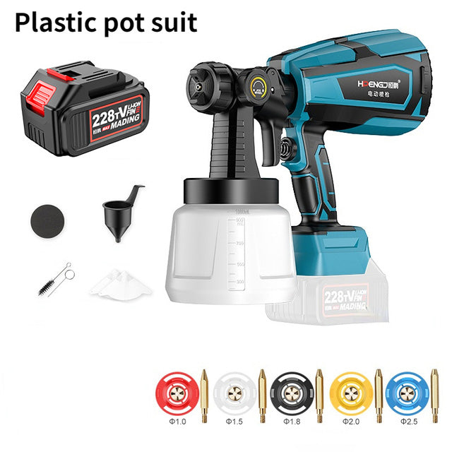 21V Lithium Electric Spray Gun Rechargeable Wall Paint Gun Wireless Paint Latex Paint Spraying Machine Portable Spray Paint