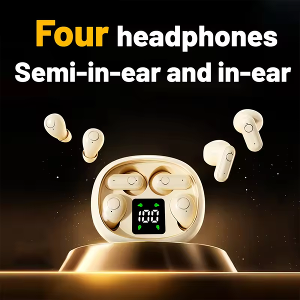 Four-Ear Wireless Bluetooth Sleep &amp; Sports Earphones | True Wireless Dual Mode (In-Ear + Semi-In-Ear) | Low-Latency Gaming Earphones | Dual-User Sharing | ANC Active Noise Cancellation | Hi-Fi Sound Quality | Bluetooth 5.4 | Ultra-Long Battery Life