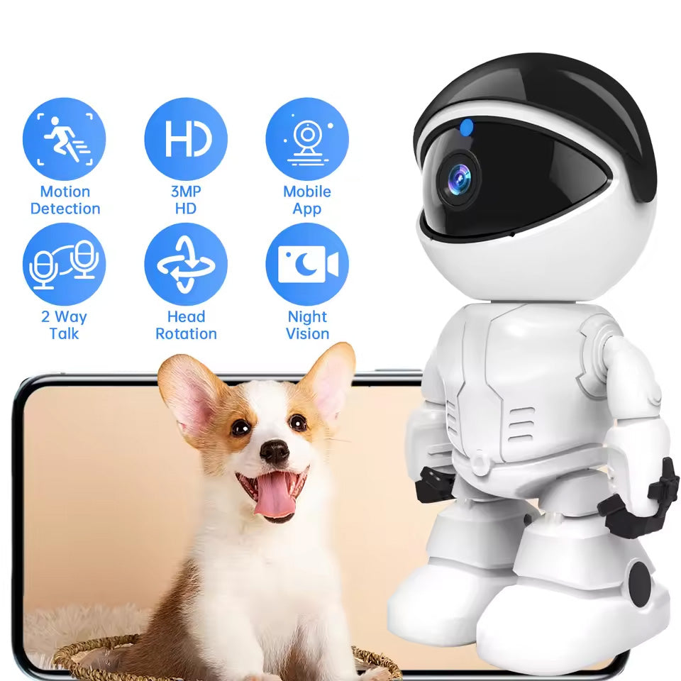 1080 HD Robot Camera Wifi Indoor Home Security Camera Night Vision Two Way Audio Auto Tracking Indoor Monitor
