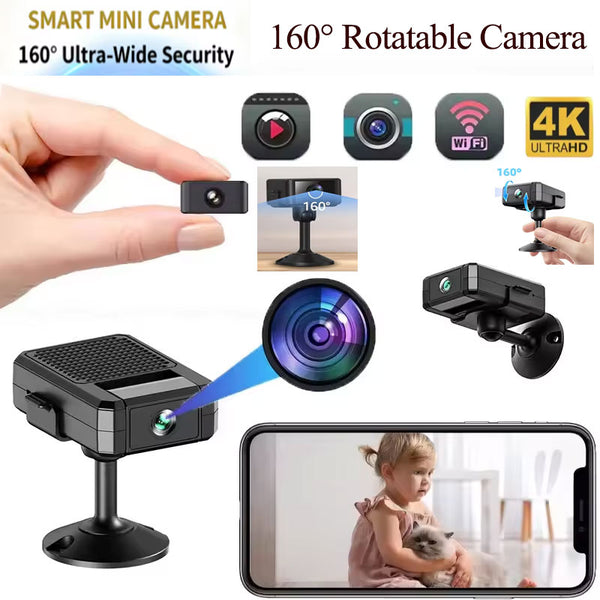 New 4K Ultra HD Mini Wireless Wifi Security Camera – Built-in 4-Hour Long-Lasting Battery 160° Wide-angle & 160° Pan-tilt Lens Wireless Operation No Wiring Required