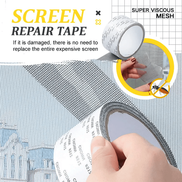 Net Mesh Repair Tape Window Screen Repair Tape Self-adhesive Fix Patch Anti-Insect Mosquito Fly Mesh Broken Holes Patch Repair 2Meters length