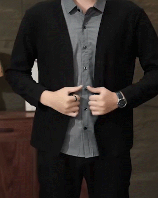 Men's Fake Two Piece Shirt Collar Knitted Sweater Cardigan