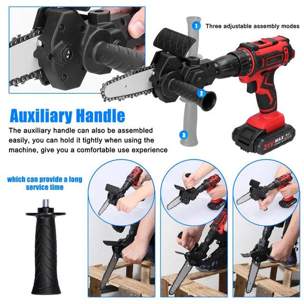 4/6 Inch Electric Drill Modified To Electric Chainsaw Tool Attachment Electric Chainsaws Accessory Set Woodworking Cutting Tool