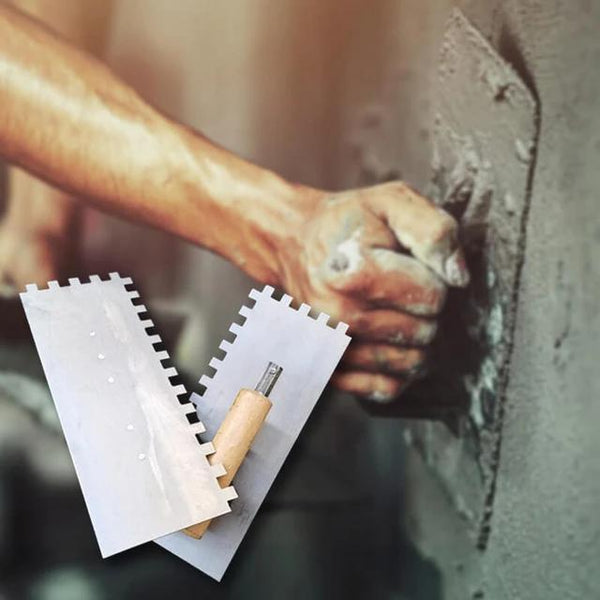 Serrated Trowel Trowel Bricklayer Mason Tool Plastering Stainless Steel Square Notch Tile Trowel Tile Tool Spatula Decoration