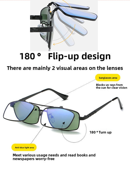 Outdoor 180° Flip-Up Dual-Lens 2-in-1 Reading Glasses/Sunglasses