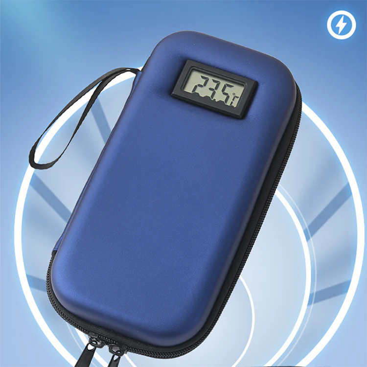 Insulin Cooler Travel Case Real-time Temperature Monitoring Mini Insulin Cooler Bag Heat Insulation Temperature Display With Reusable Medical Ice Pack