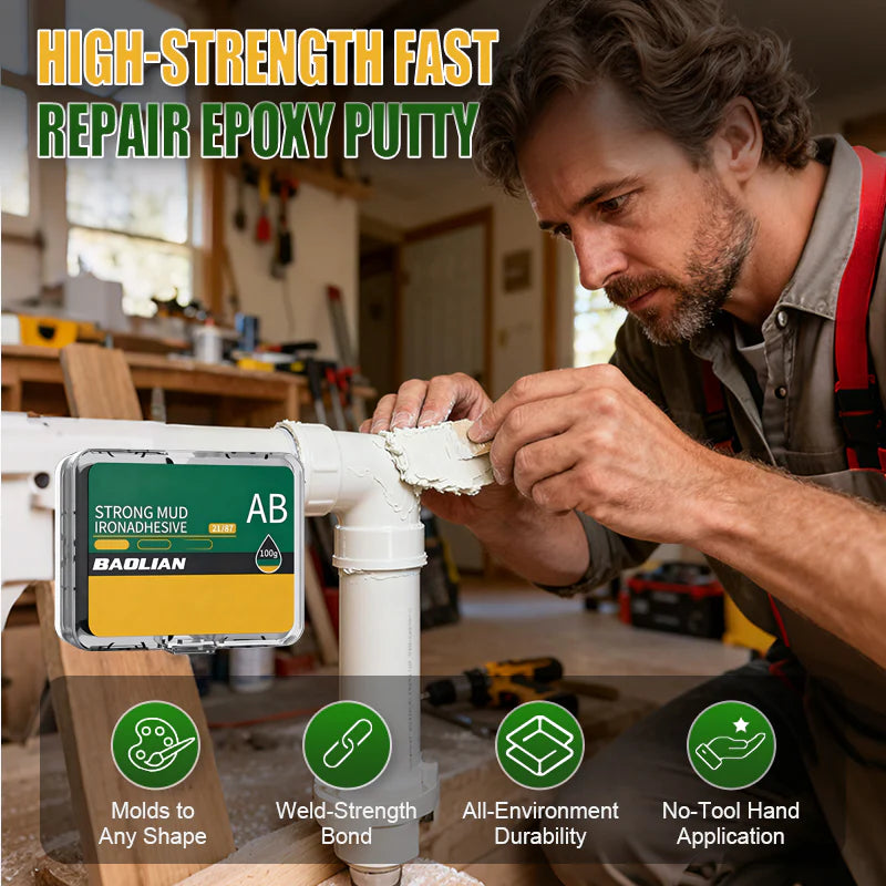 100g Super-Strong Clay-Iron Adhesive | High-Hardness Shaping and Repair AB Adhesive | All-Purpose Repair for Metal, Ceramic, Wood, and Plastic | Available in Gray, White, and Black