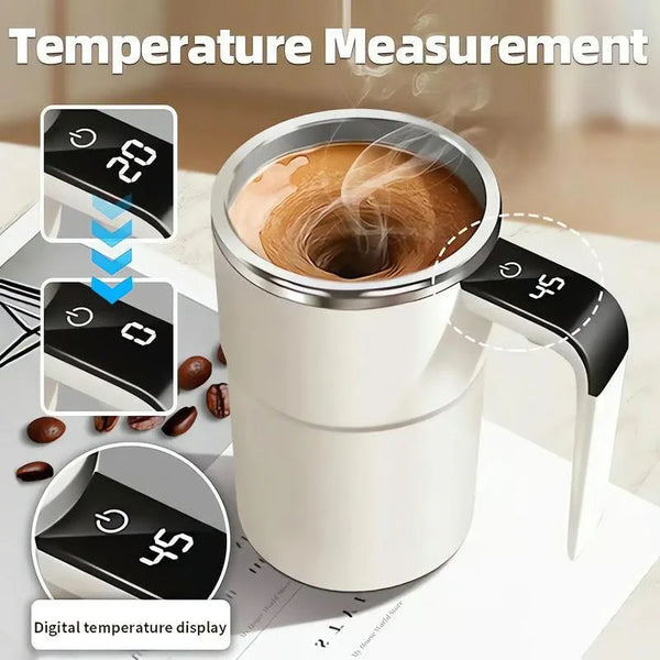 Fully Automatic Electric Stirring Cup with Temperature Display and Magnetic Stirring Intelligent Temperature Monitoring and Cooling 304 Stainless Steel Portable Rechargeable Coffee Cup 380ML