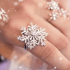 Rotating Ring New Women's Full Diamond Snowflake Ring Fashion Exaggerated Atmosphere Adjustable Party Ring Gift