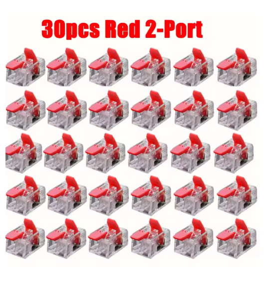 30PCS Red 2 port options Universal Type Quick Plug-in Terminals,Electrical Equipment Connectors,Wire Connector Terminals