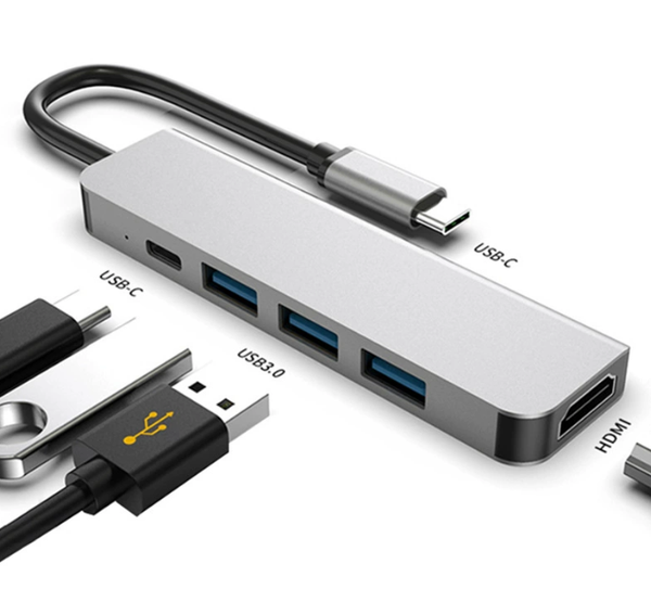 5 in 1 USB 3.0 Hub For Laptop Adapter PC Computer PD Charge Dock Station HDMI Notebook Type-C Splitter