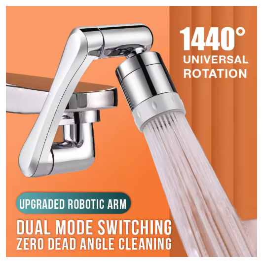 Stainless steel AND Copper Universal 1440 °Swivel Robotic Arm Swivel Extension Faucet Aerator Kitchen Sink Faucet Extender 2Water Flow Mode