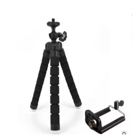 Flexible Cell Phone Tripod Mini Cell Phone Tripod with Cell Phone Holder Regular 1/4-20 Screw 360° Swivel Flexible Travel Tripod