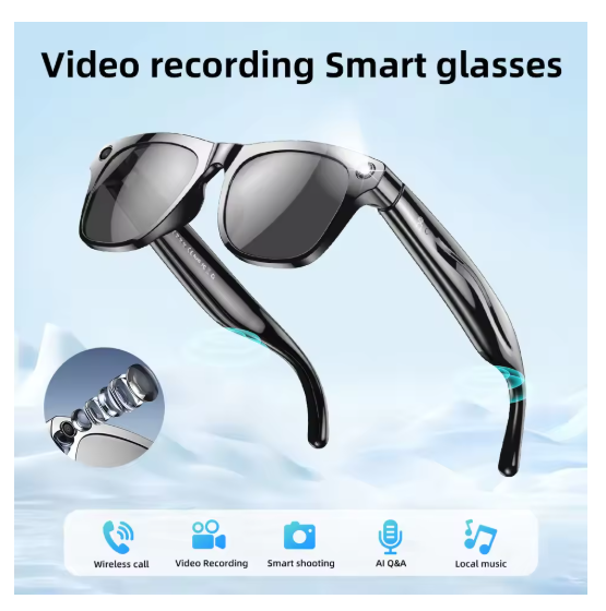 New Smart Camera Glasses AI Voice Assistant HIFI Headphones HD Anti-shake Camera Lenses Fashion Anti-UV Sunglasses