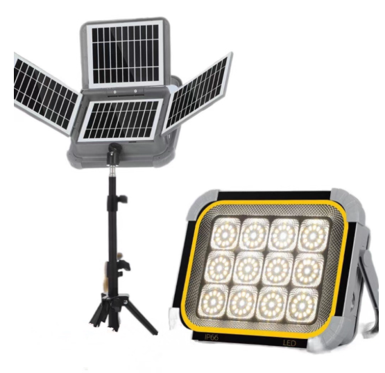 800W New Multi-Functional Solar Folding 4 Panel Floodlight Outdoor Portable Light with 12,000mAh Rechargeable Battery