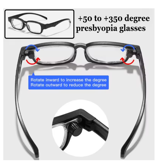 New Rotatable Focus-adjustable Reading Glasses +50 To +350 Degrees Anti-blue Glasses HD Portable Reading Glasses